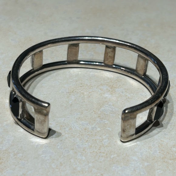 Silver and Black Cuff Bracelet - Picture 2 of 3